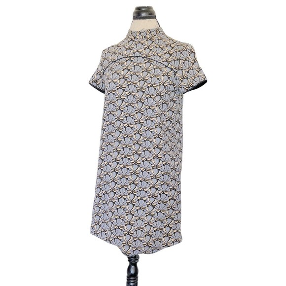Zara Womens Dress Size Small Jacquard Embroidered Mini Textured High Neckline - Picture 4 of 13